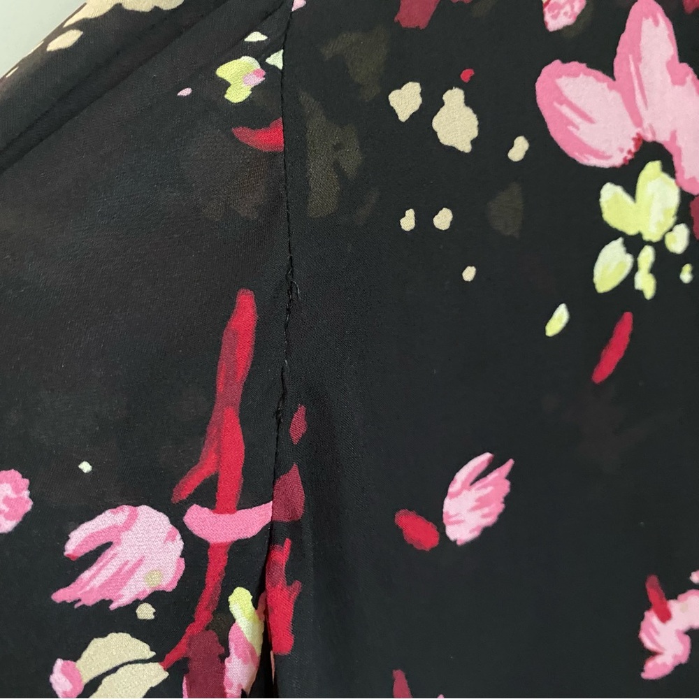 A.L.C. Rivera Silk Black Long Sleeve Floral Blouse Size 2 or Small Cottagecore - Picture 11 of 13